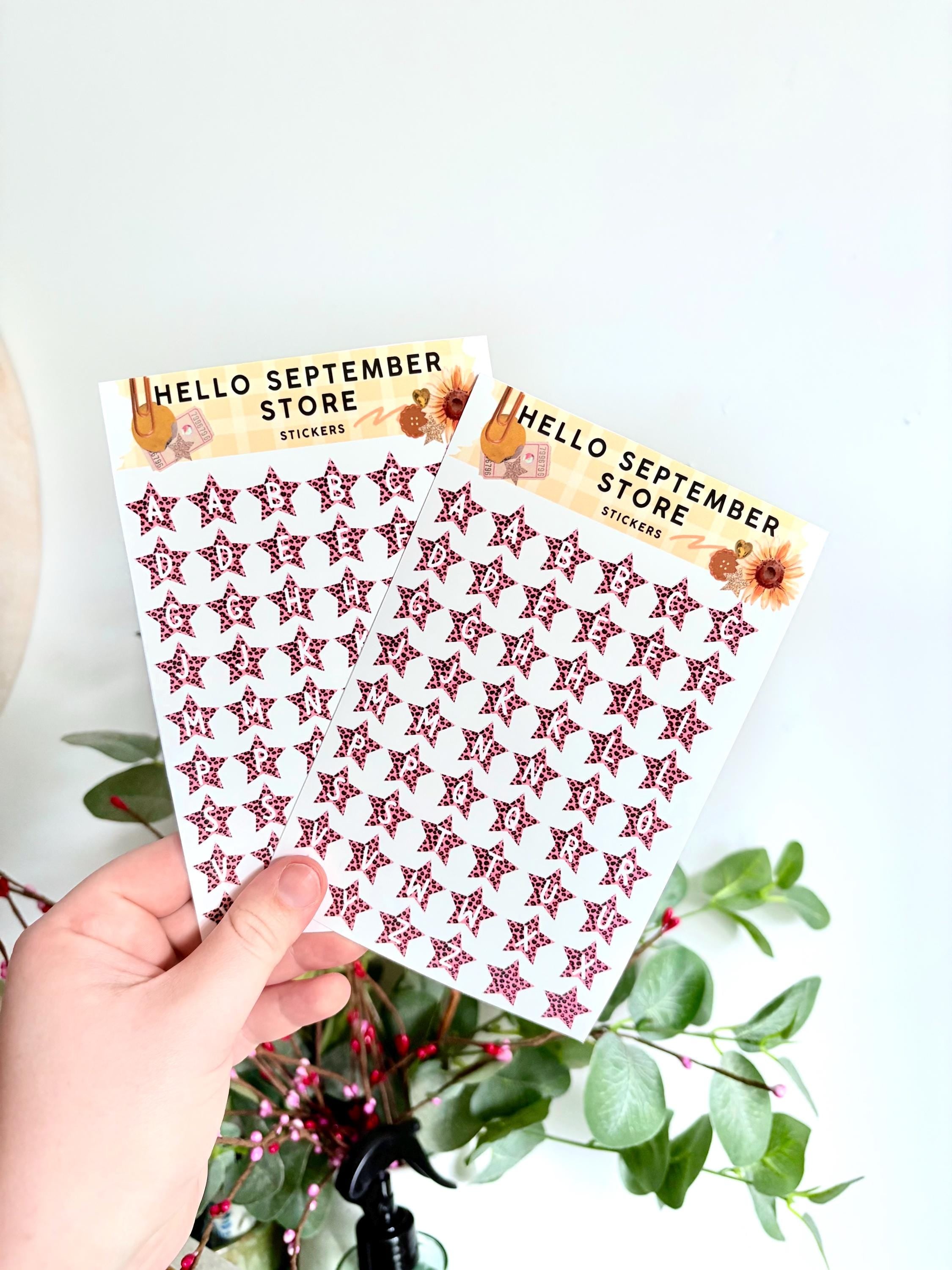 Pink leopard star letters sticker sheet