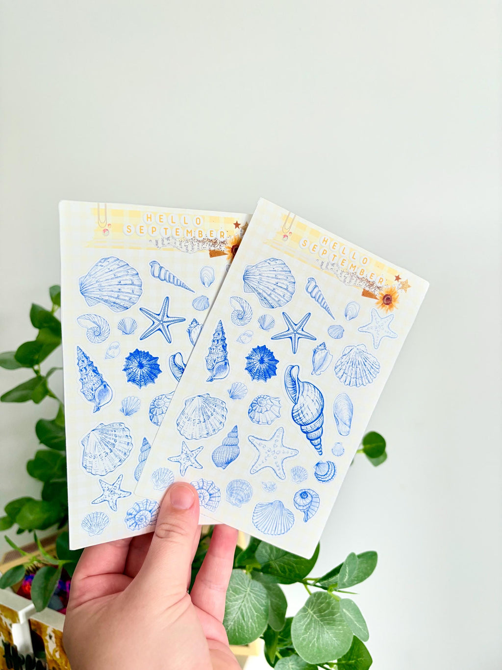 Sea shell blue tone sticker sheet