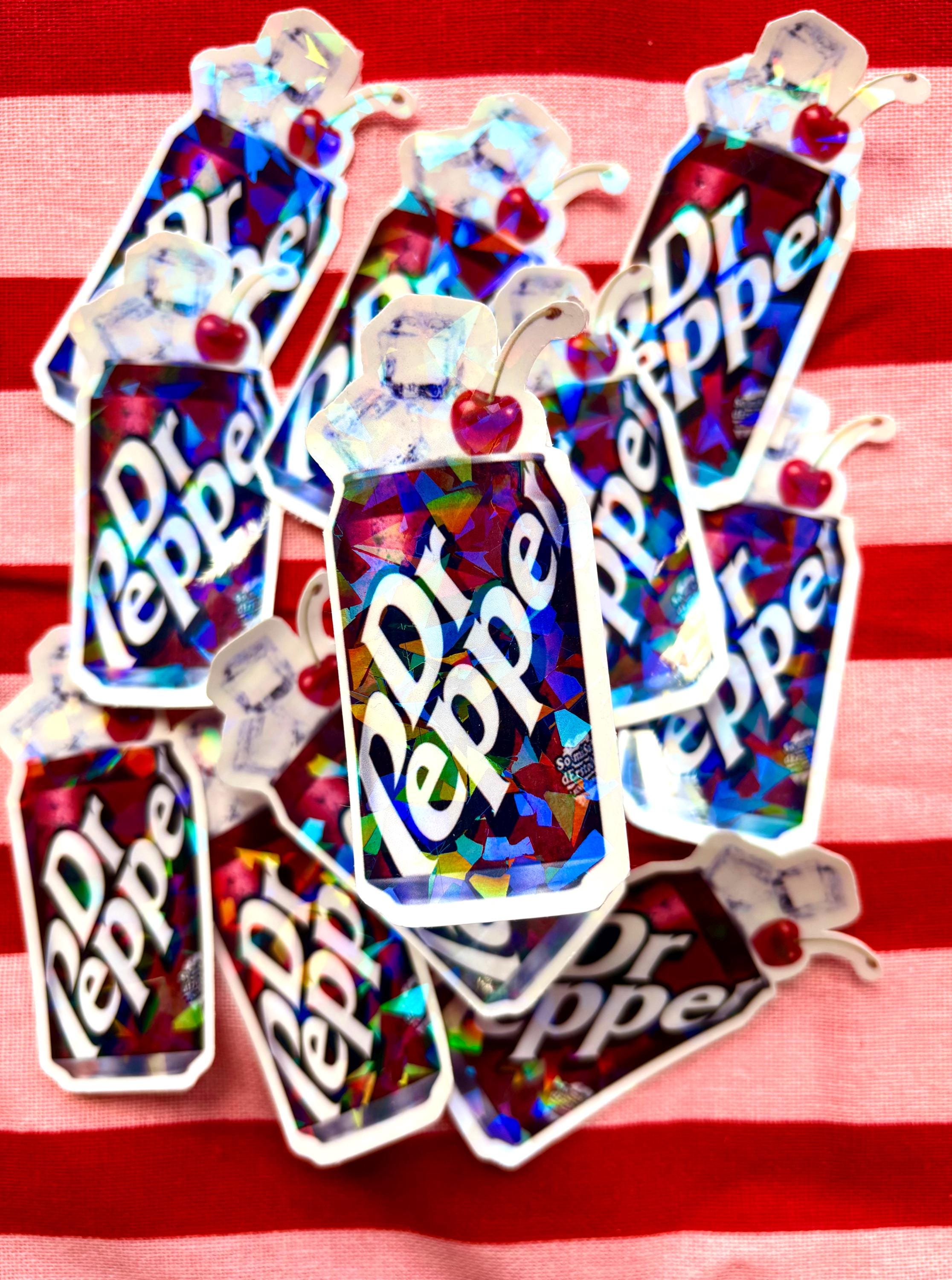 Dr drink inspired holographic die cut sticker