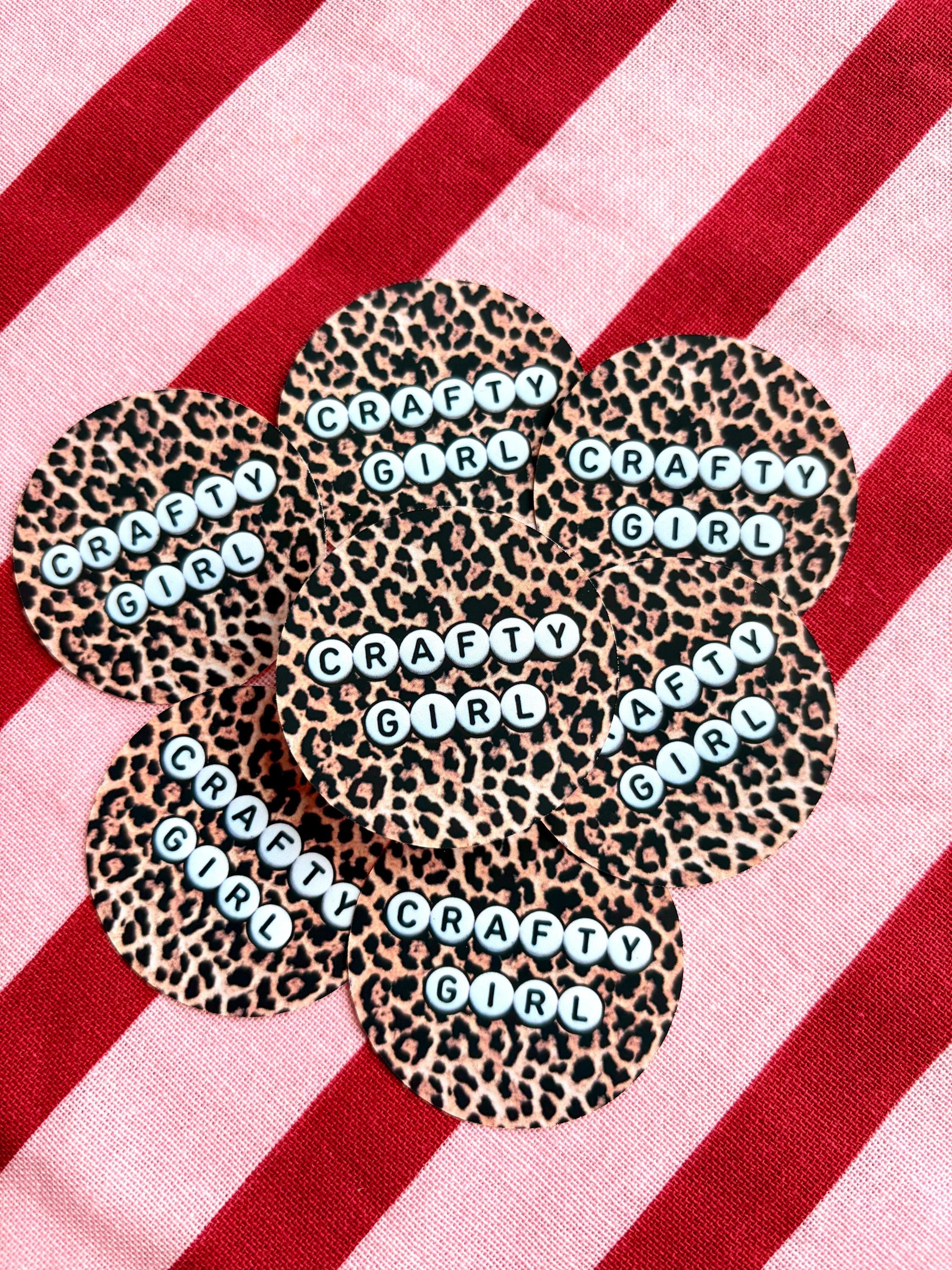 Crafty girl leopard die cut sticker  | journal stickers | scrapbook stickers | sticker