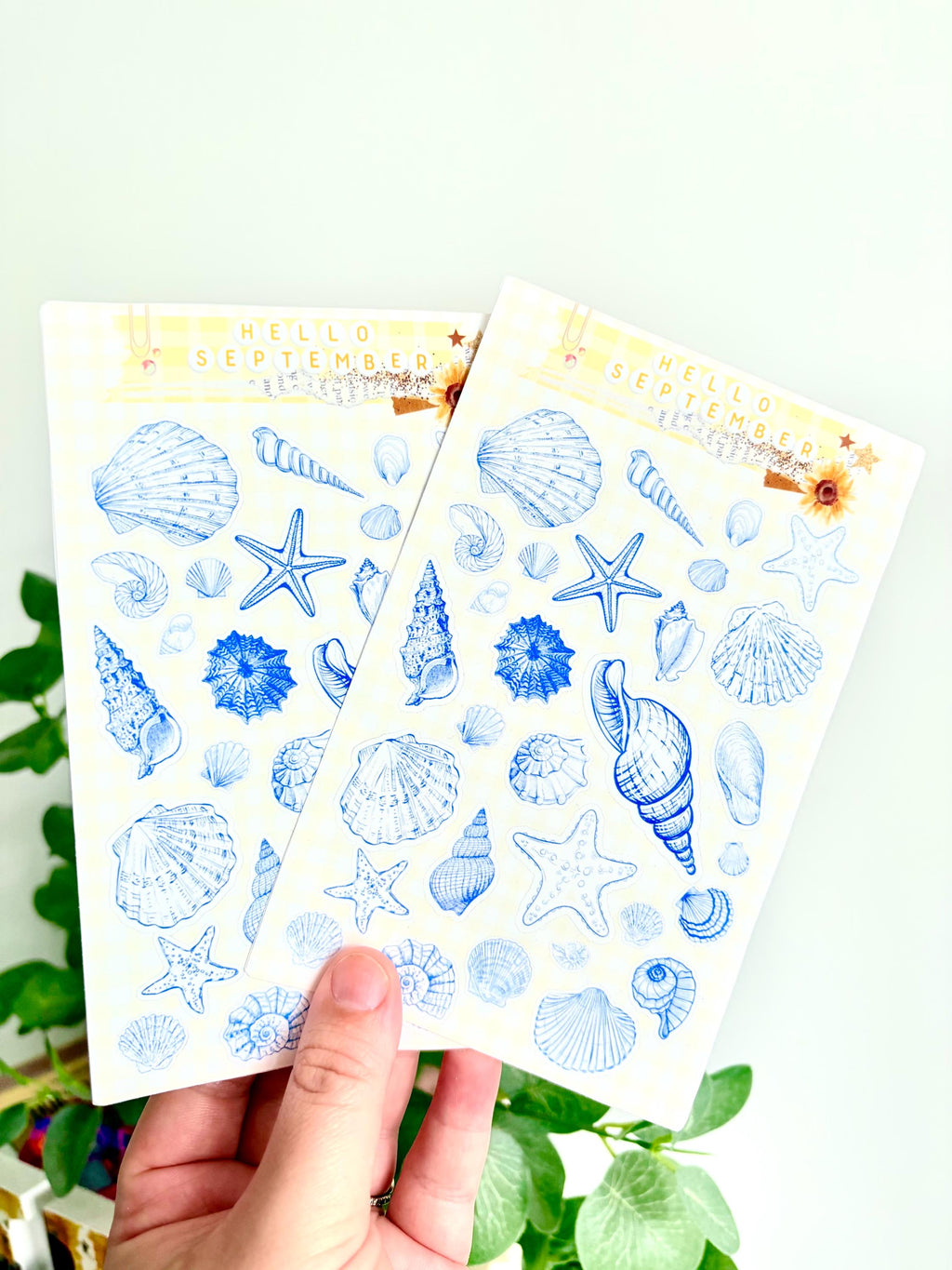 Sea shell blue tone sticker sheet
