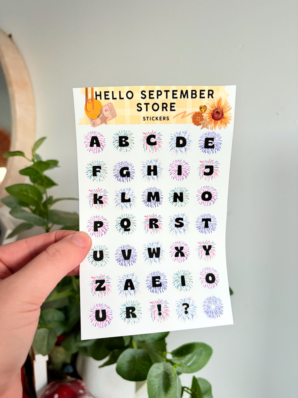 Firework letters  sticker sheet