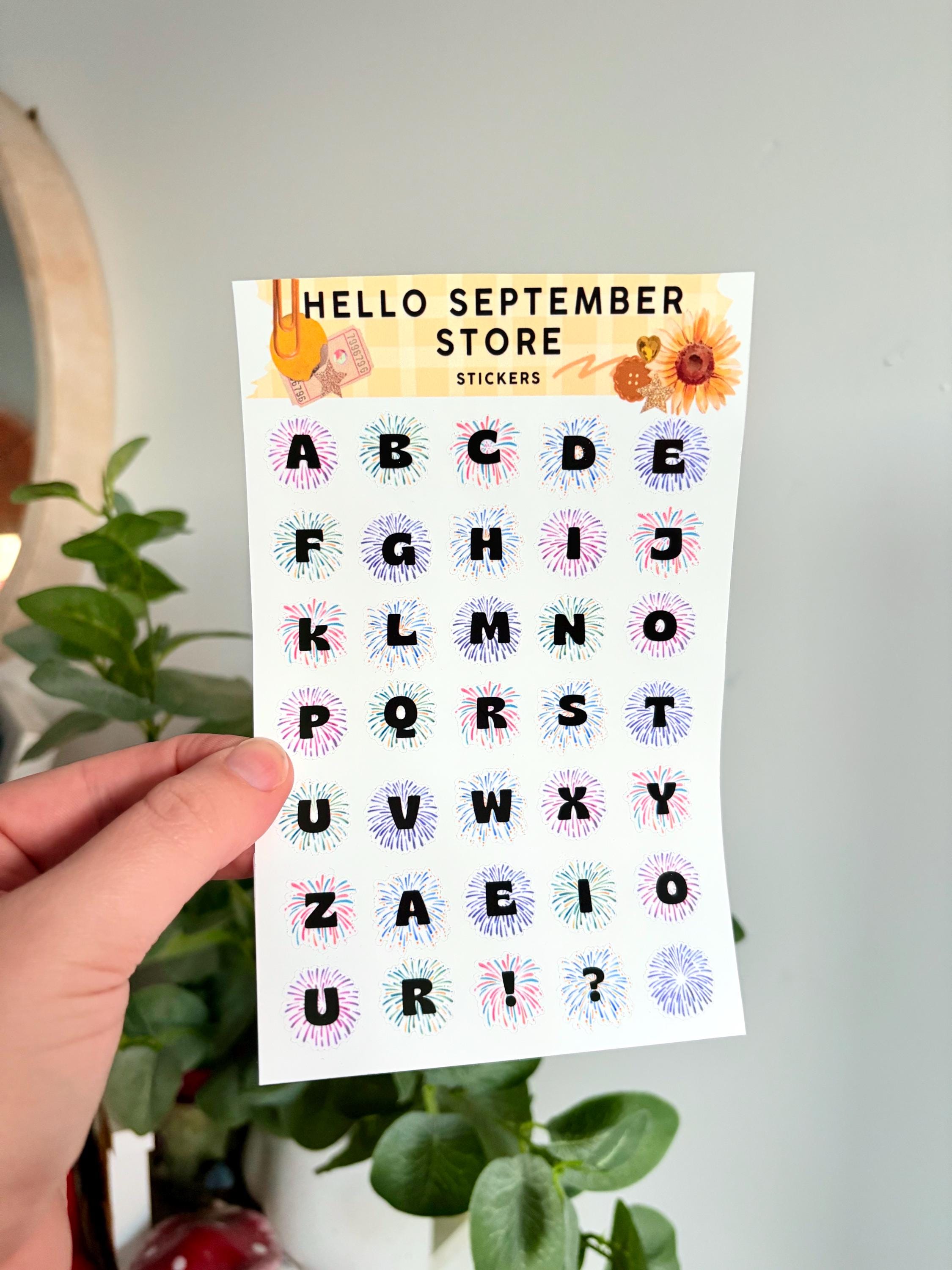 Firework letters  sticker sheet