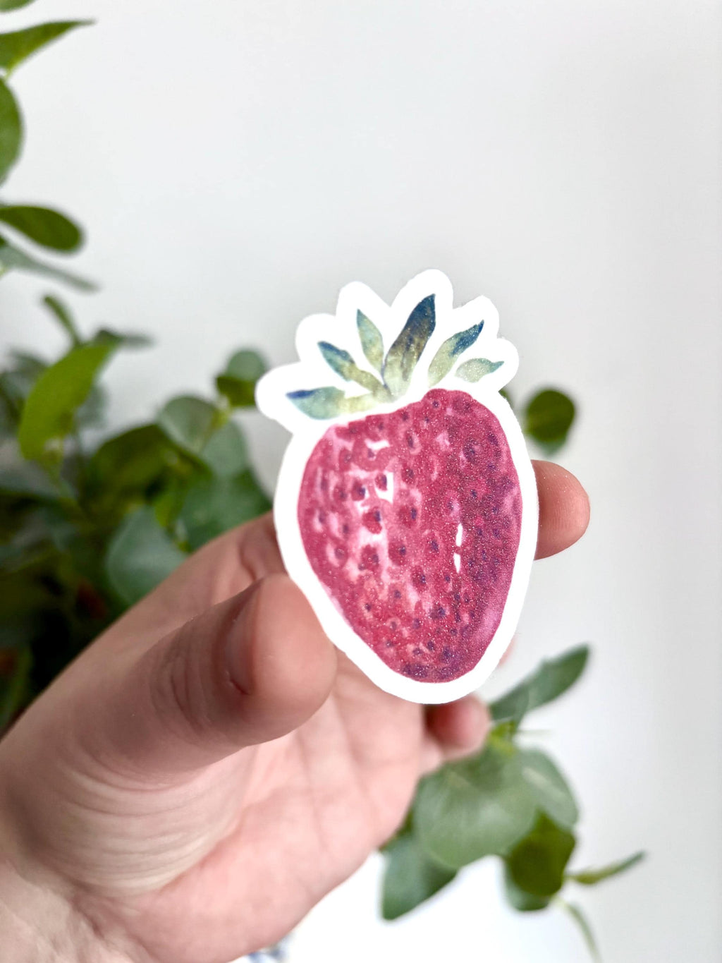 Sparkle strawberry die cut sticker