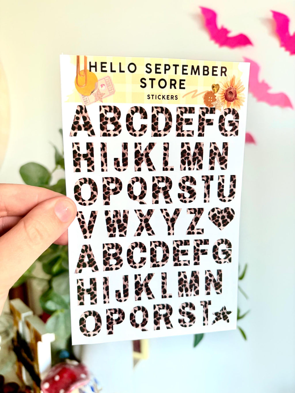 Leopard letters sticker sheet