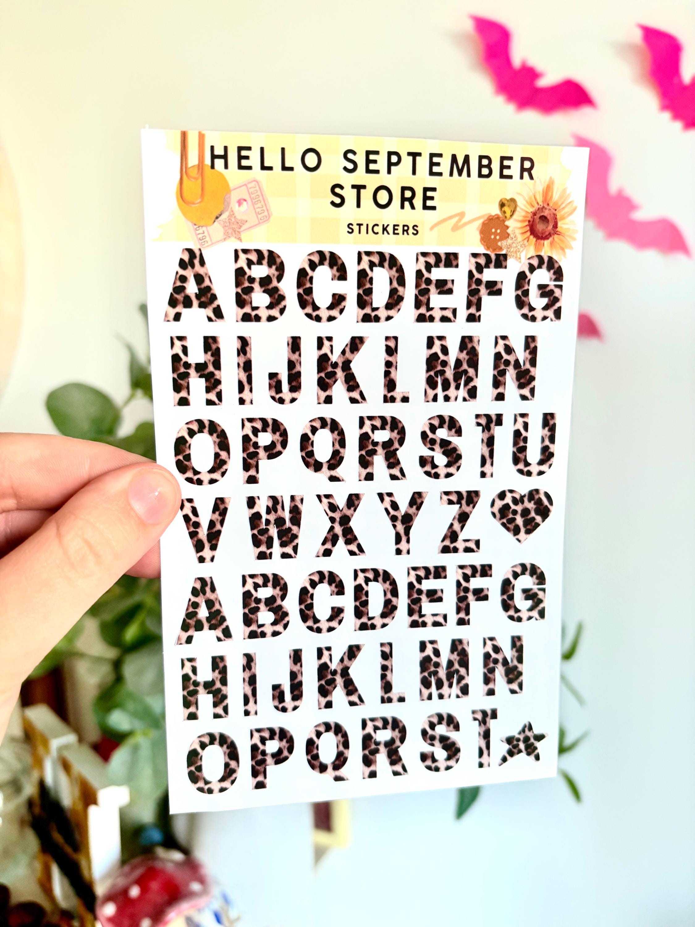 Leopard letters sticker sheet
