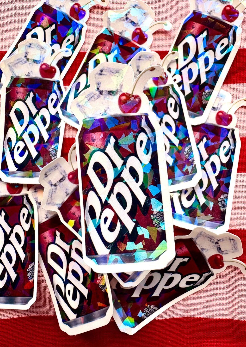 Dr drink inspired holographic die cut sticker