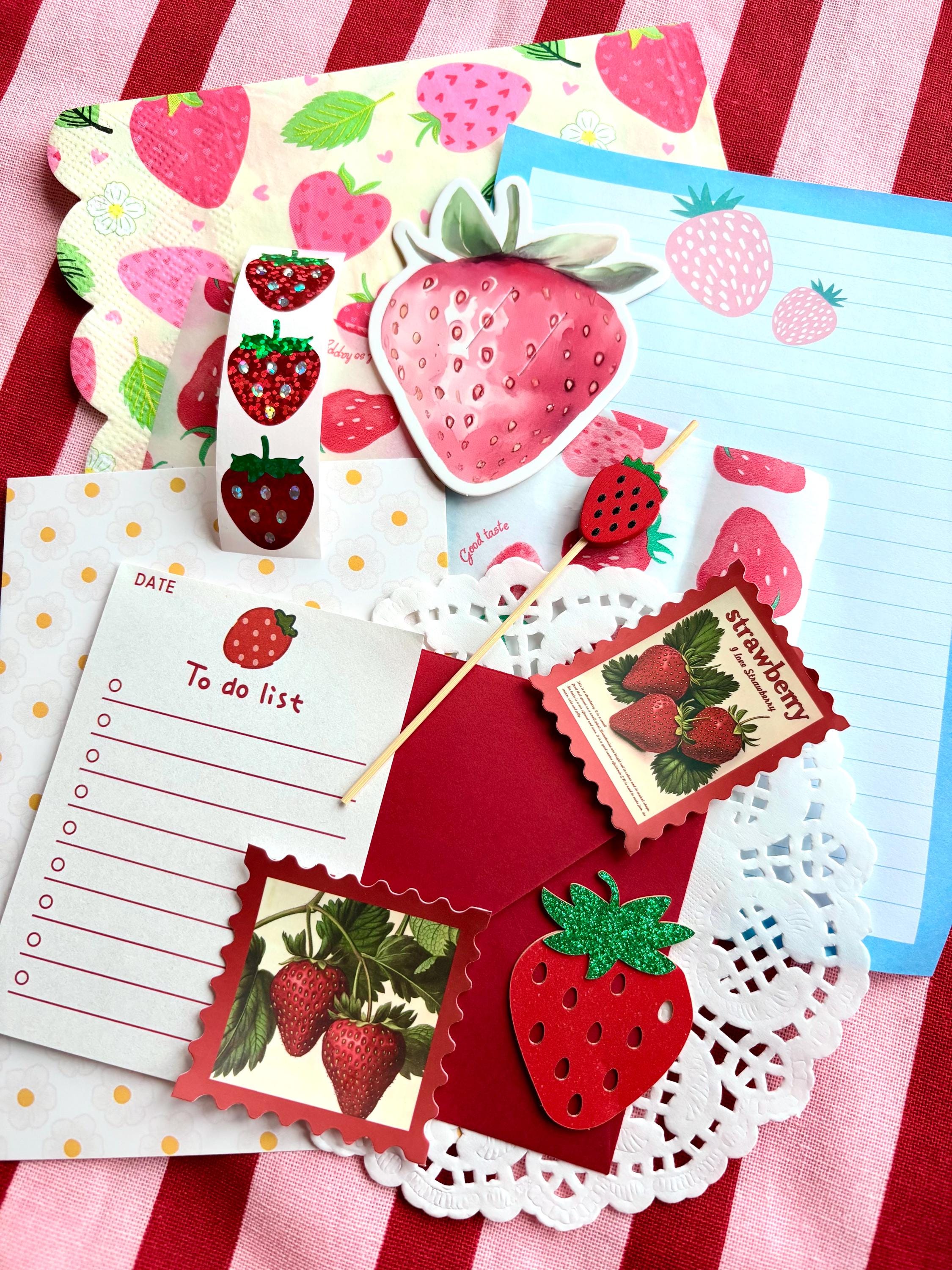 Strawberry themed Scrap packs | junk journal | scrapbook | journal supplies | scrapbook supplies | 90s | nostalgia