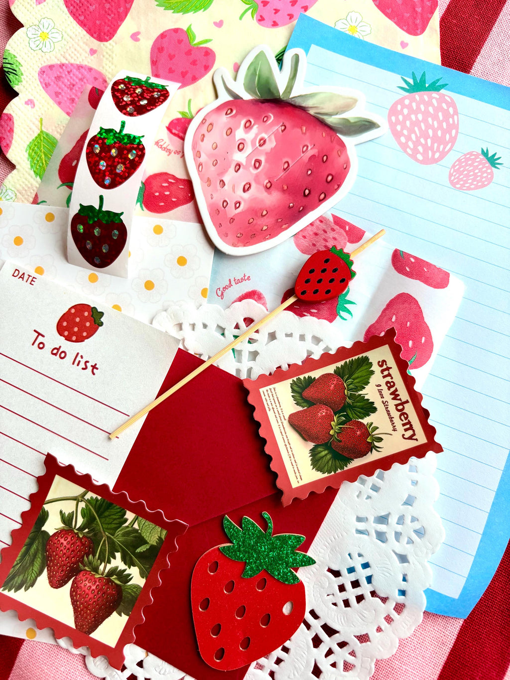 Strawberry themed Scrap packs | junk journal | scrapbook | journal supplies | scrapbook supplies | 90s | nostalgia