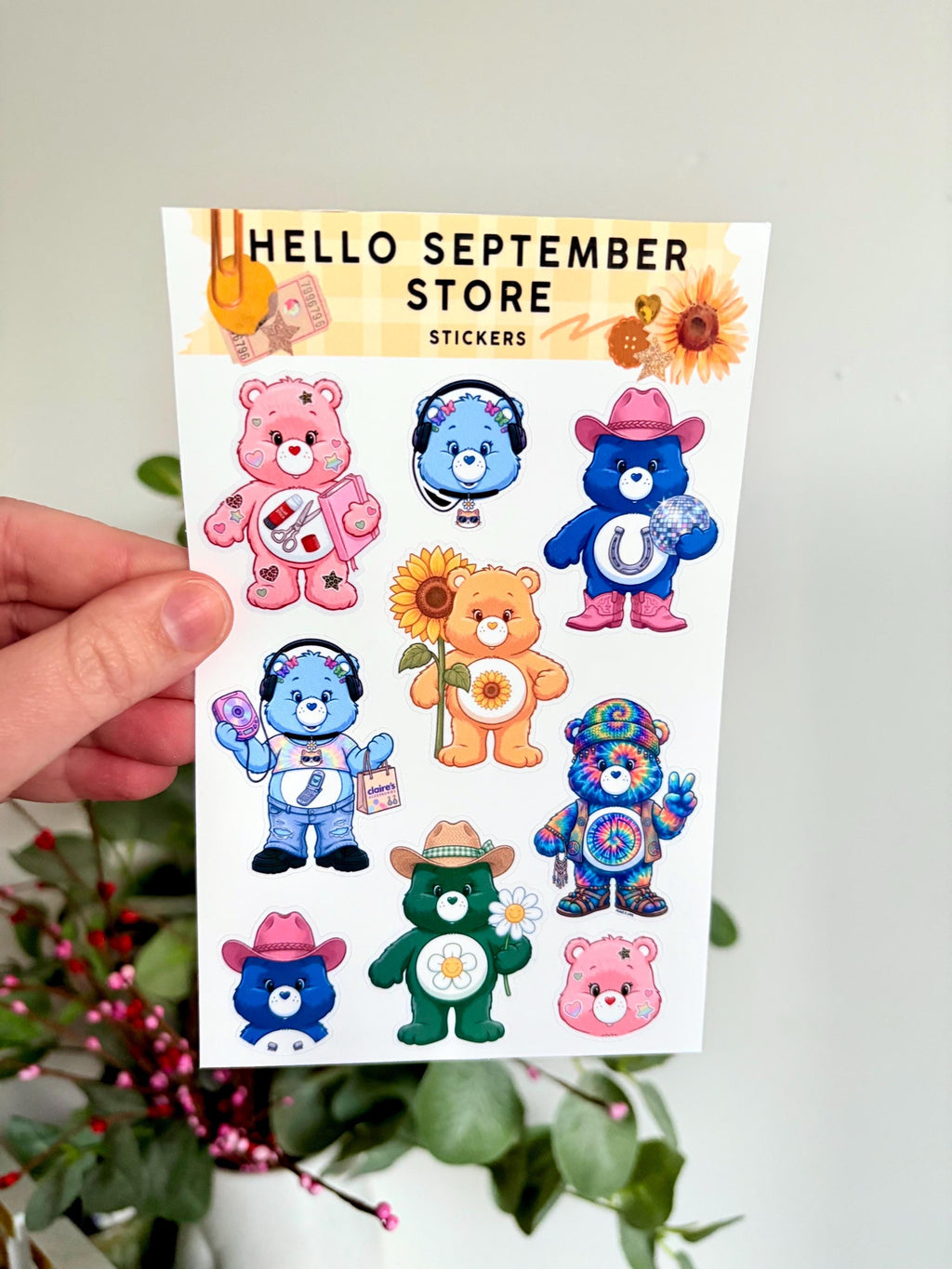 Cute caring bears sticker sheet