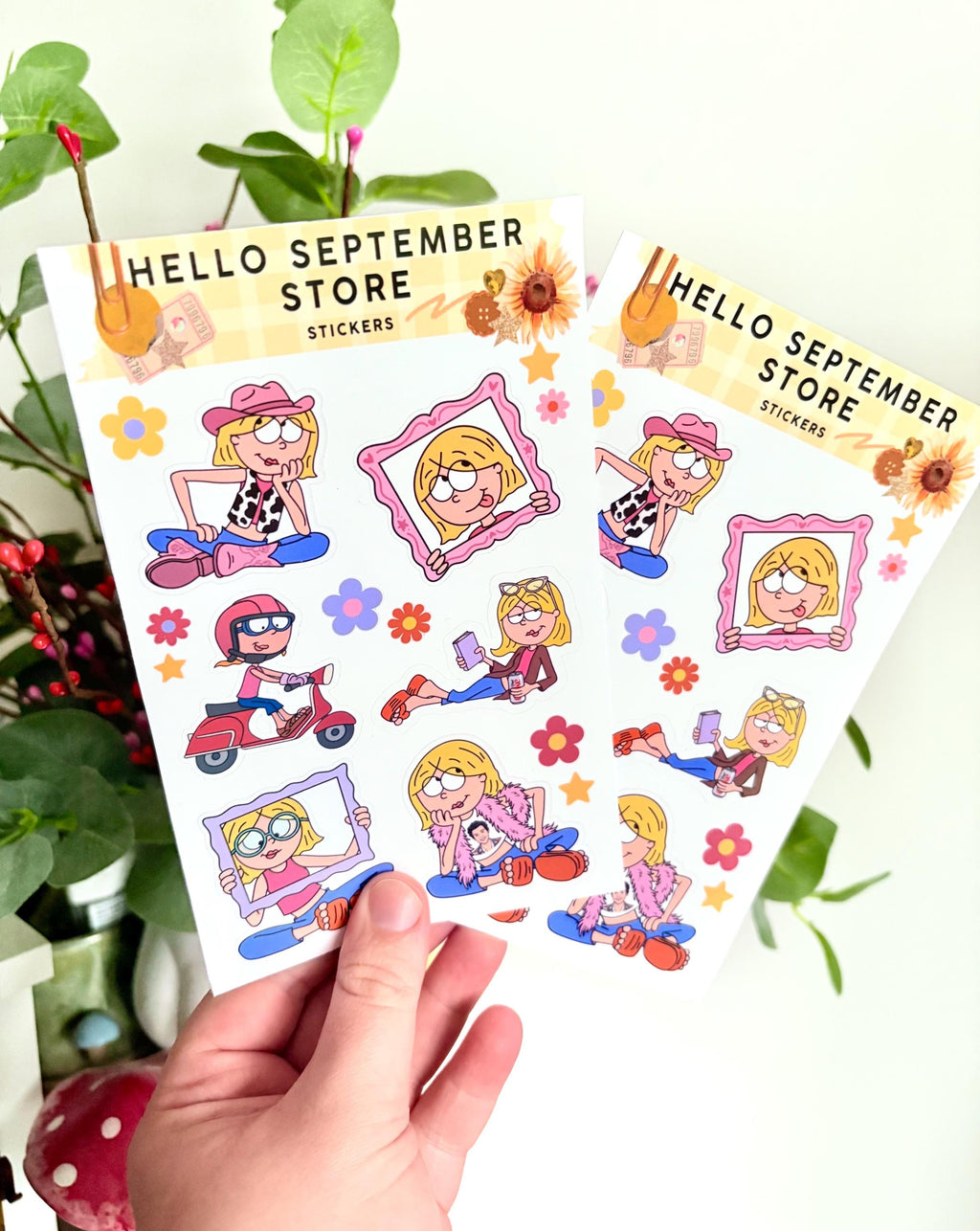 Cartoon girl sticker sheet