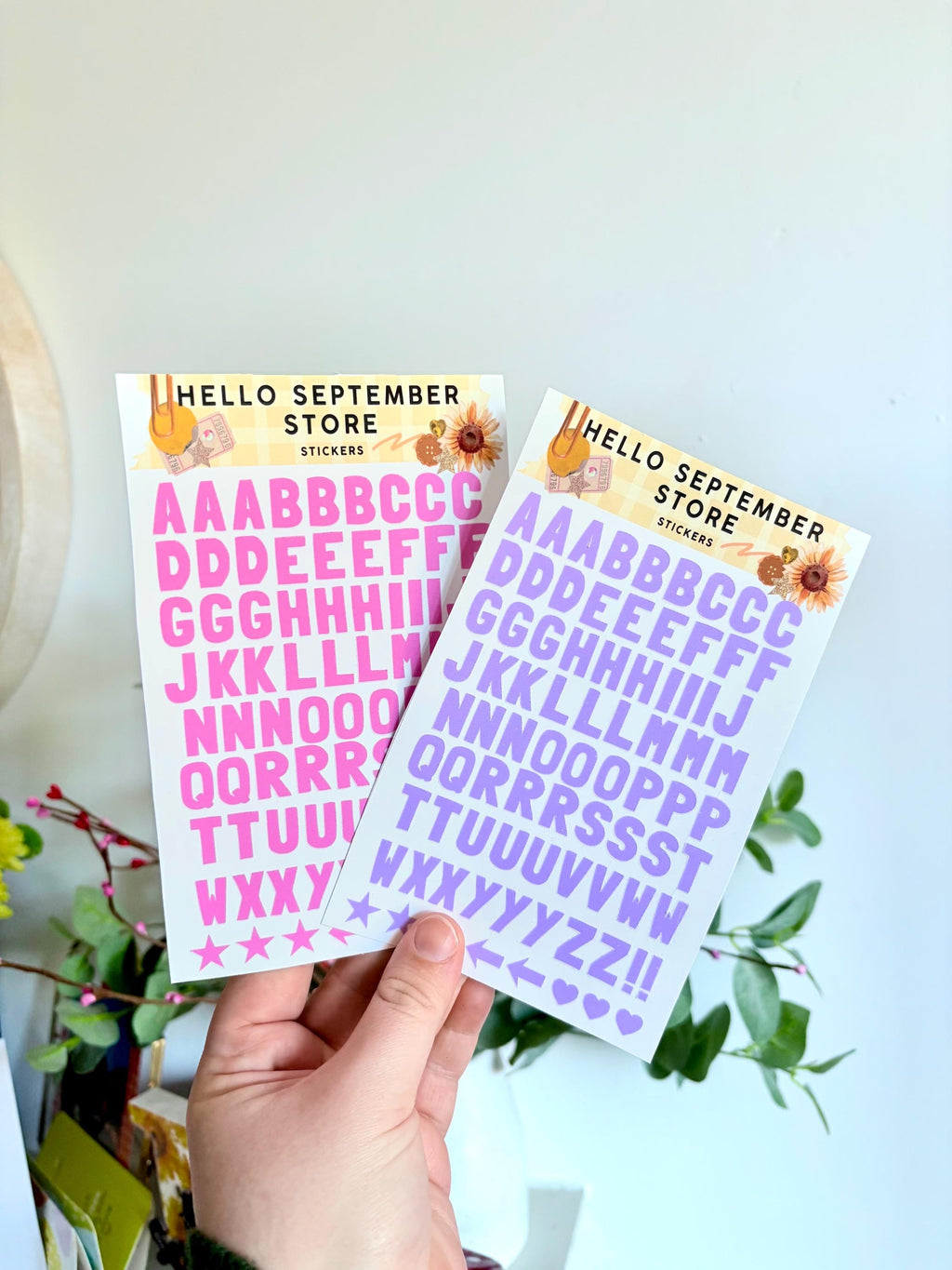 Pastel letter sticker sheet