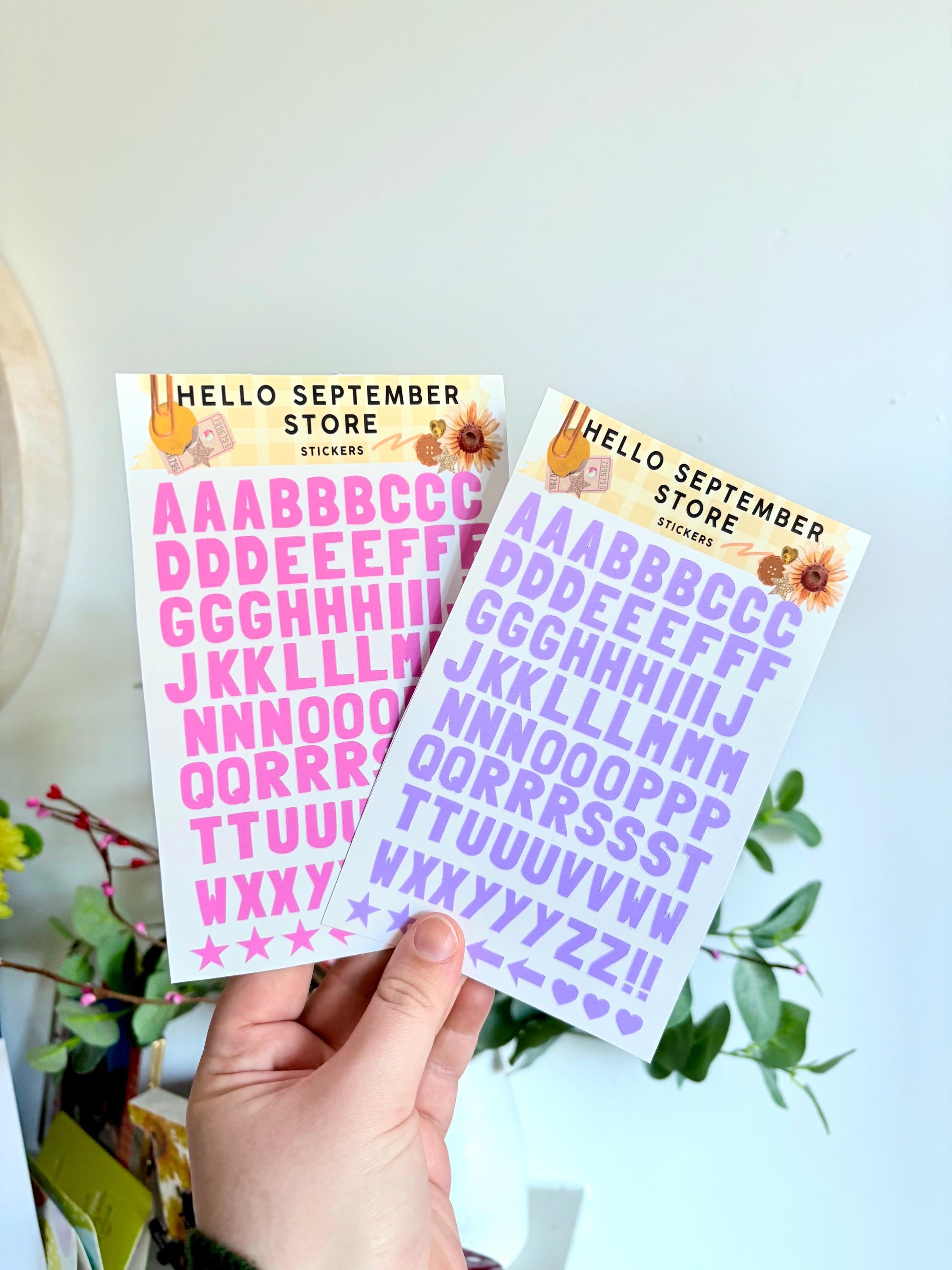 Pastel letter sticker sheet