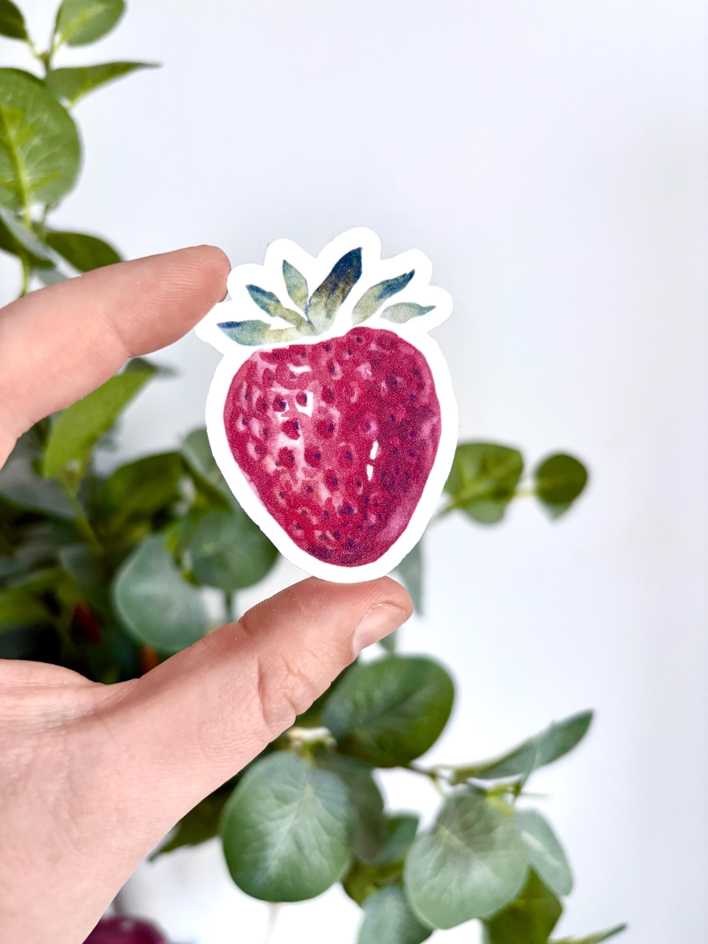 Sparkle strawberry die cut sticker