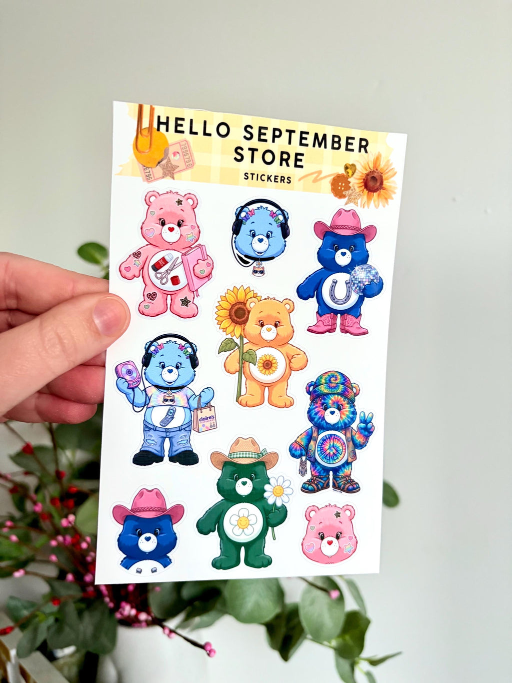 Cute caring bears sticker sheet