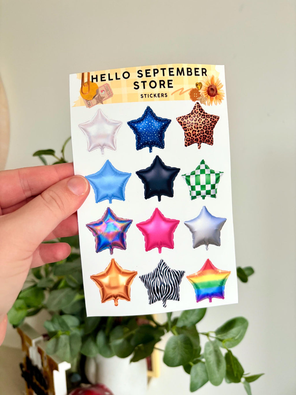 Star balloon sticker sheet