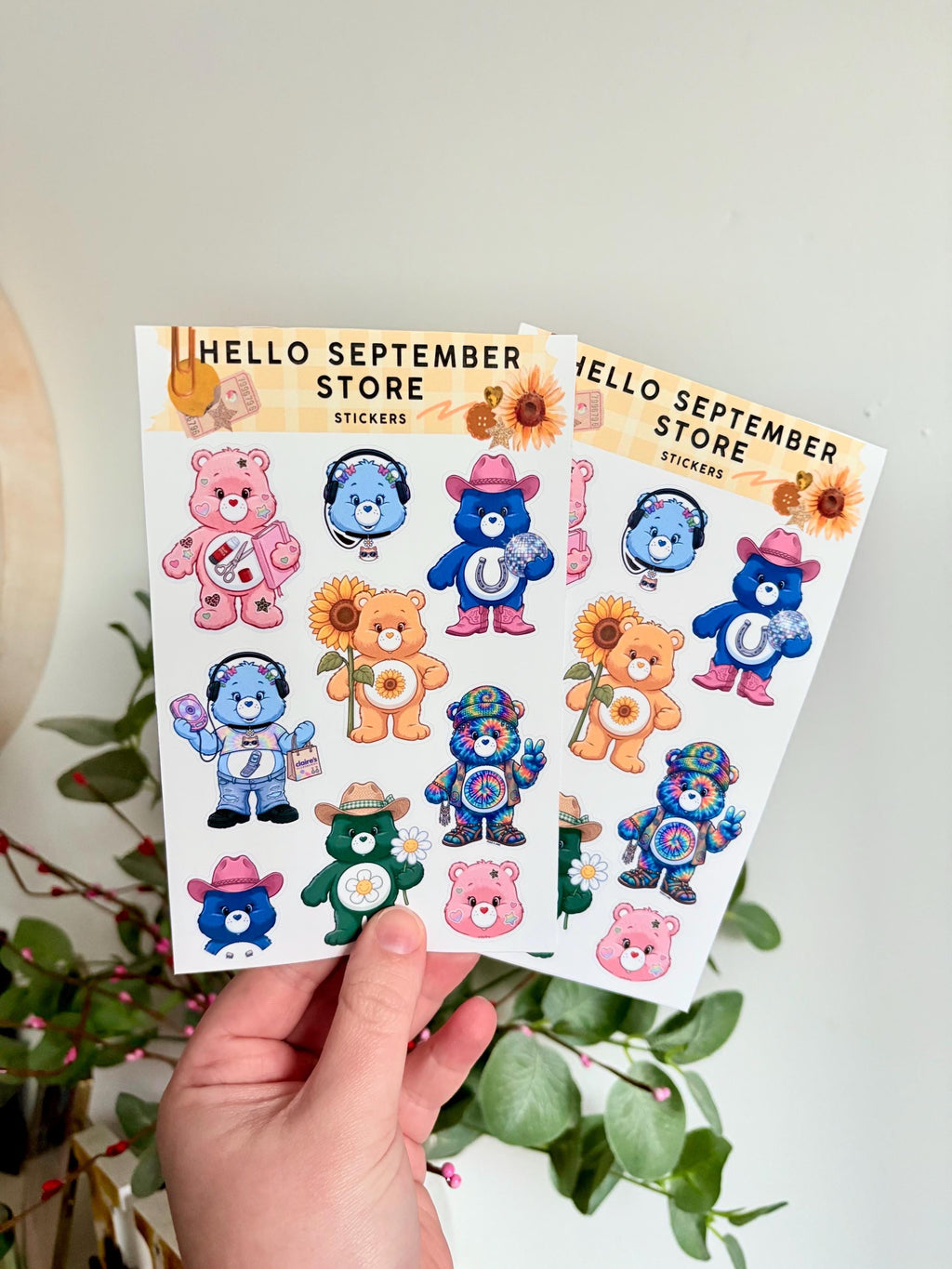 Cute caring bears sticker sheet