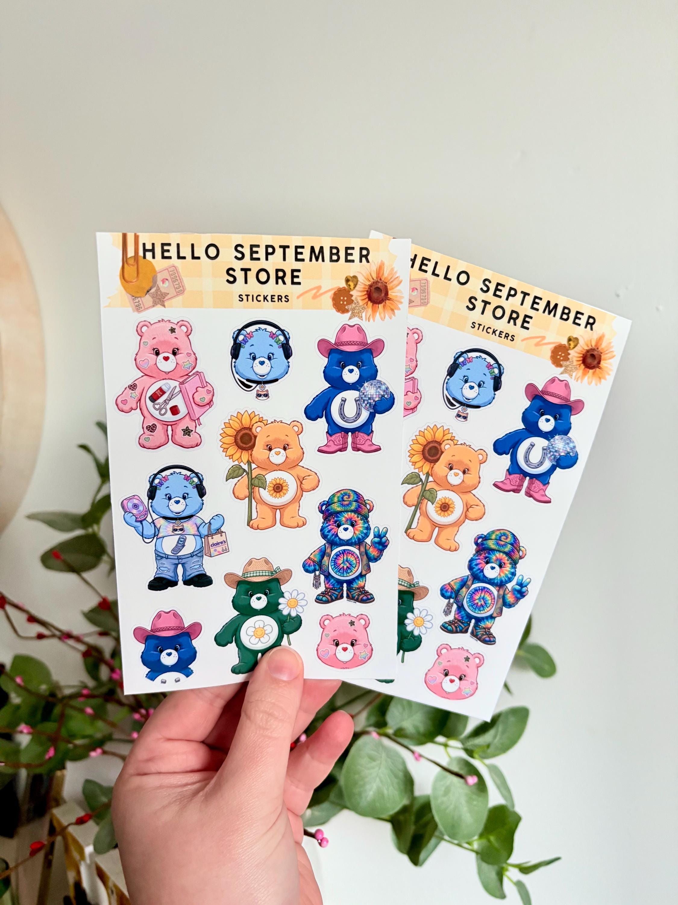 Cute caring bears sticker sheet