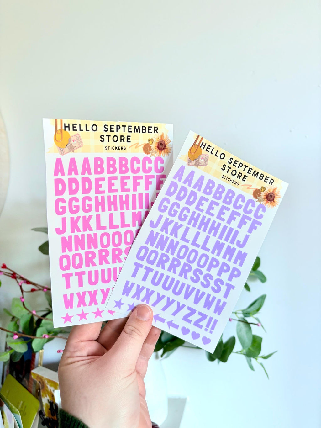Pastel letter sticker sheet