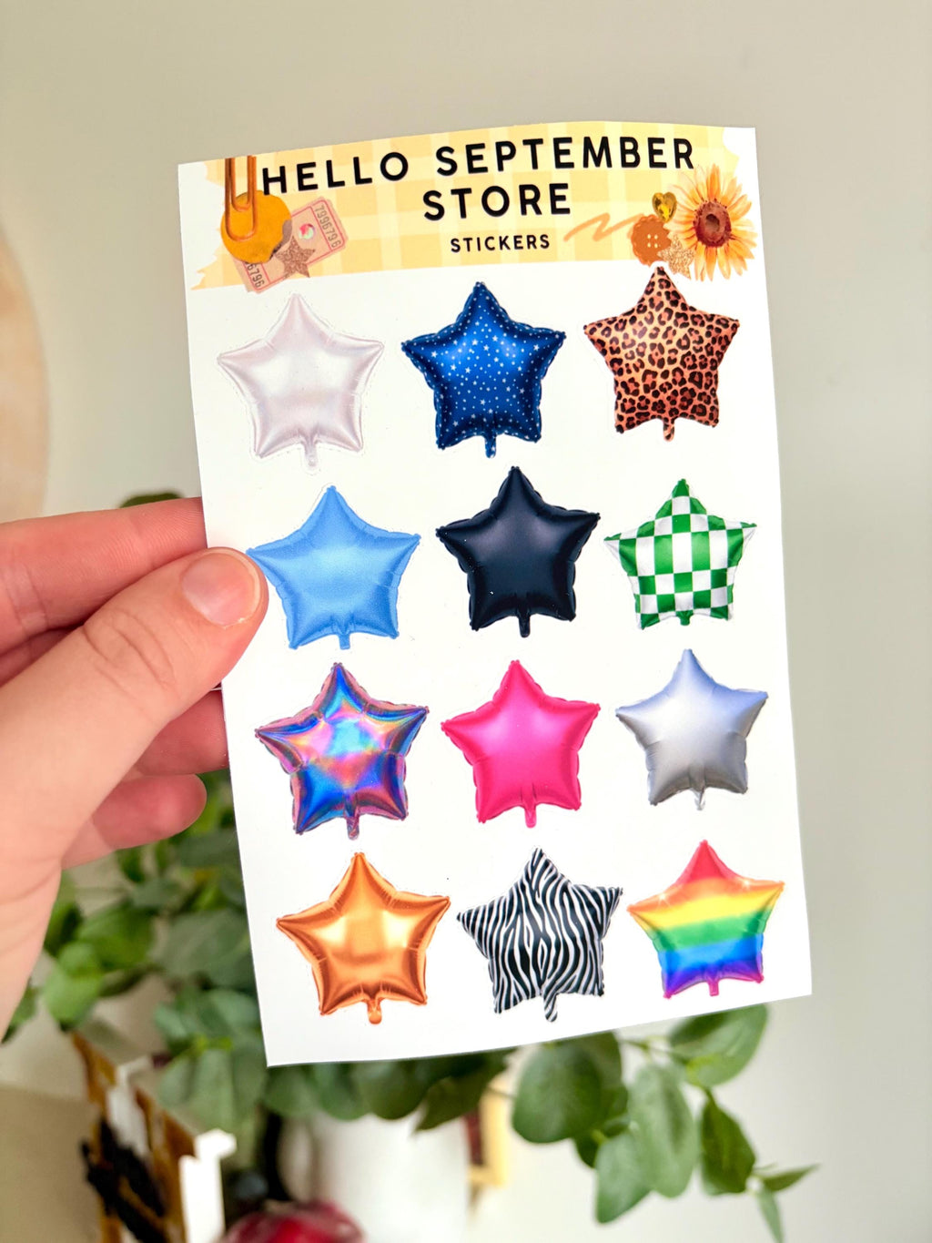 Star balloon sticker sheet