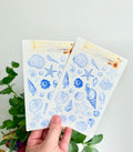 Sea shell blue tone sticker sheet